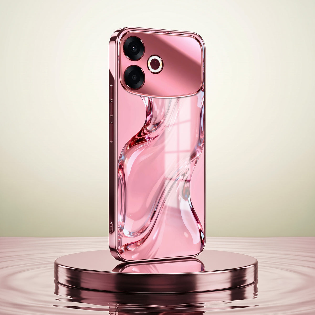 Oppo F33 Pro 5G Crystal Wave Energy Pink Electroplated Glass Phone Back Case