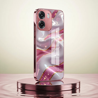 Oppo K14 5G Pearl Marble Pink Electroplated Glass Phone Back Case