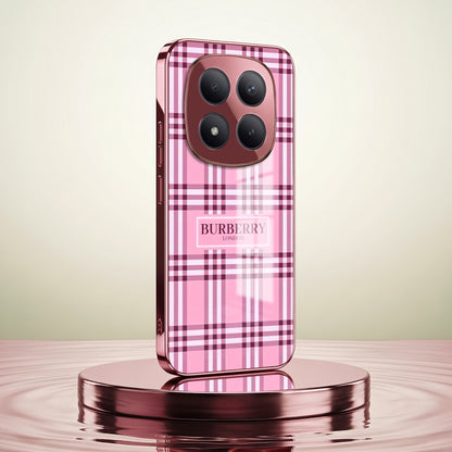 Redmi Note 15 Pro+ 5G Burberry Classic Pink Electroplated Glass Phone Back Case