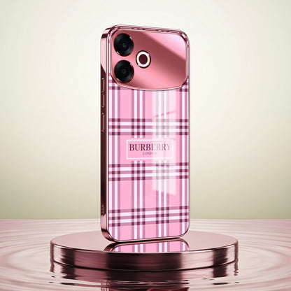 Oppo F33 Pro 5G Burberry Classic Pink Electroplated Glass Phone Back Case