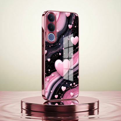 Vivo V70 FE 5G Love Sparkle Pink Electroplated Glass Phone Back Case
