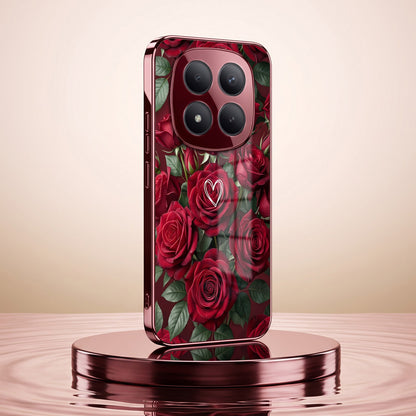 Redmi Note 15 Pro Plus 5G Rose Heart Burgundy Electroplated Glass Back Case