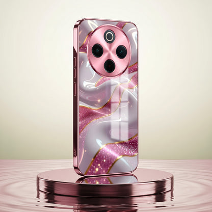 Vivo T4 5G Pearl Marble Pink Electroplated Glass Phone Back Case