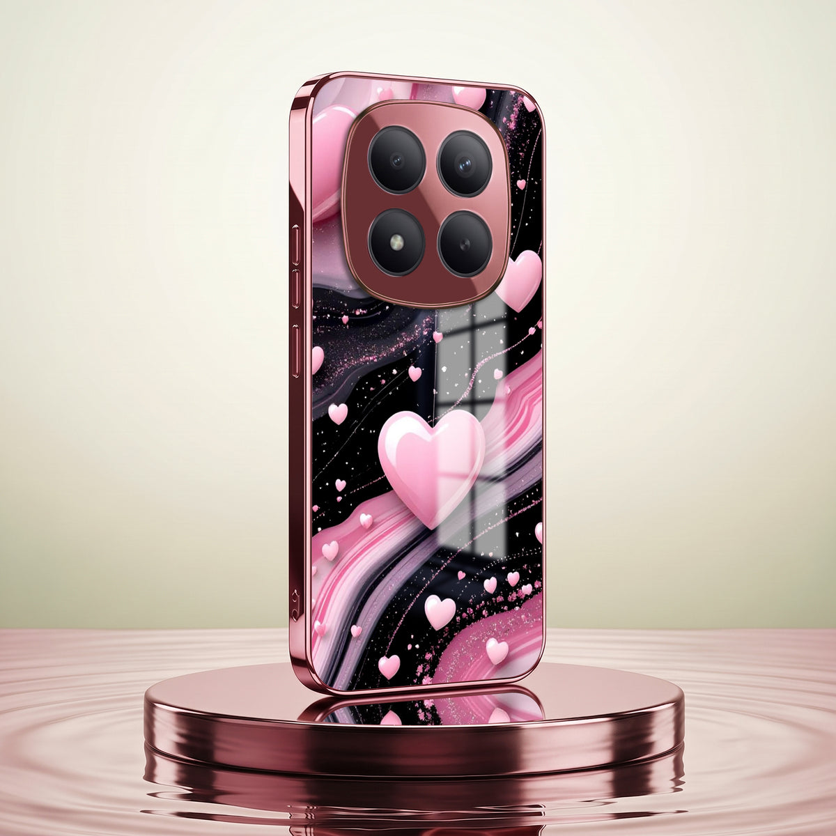 Redmi Note 15 Pro+ 5G Love Sparkle Pink Electroplated Glass Phone Back Case