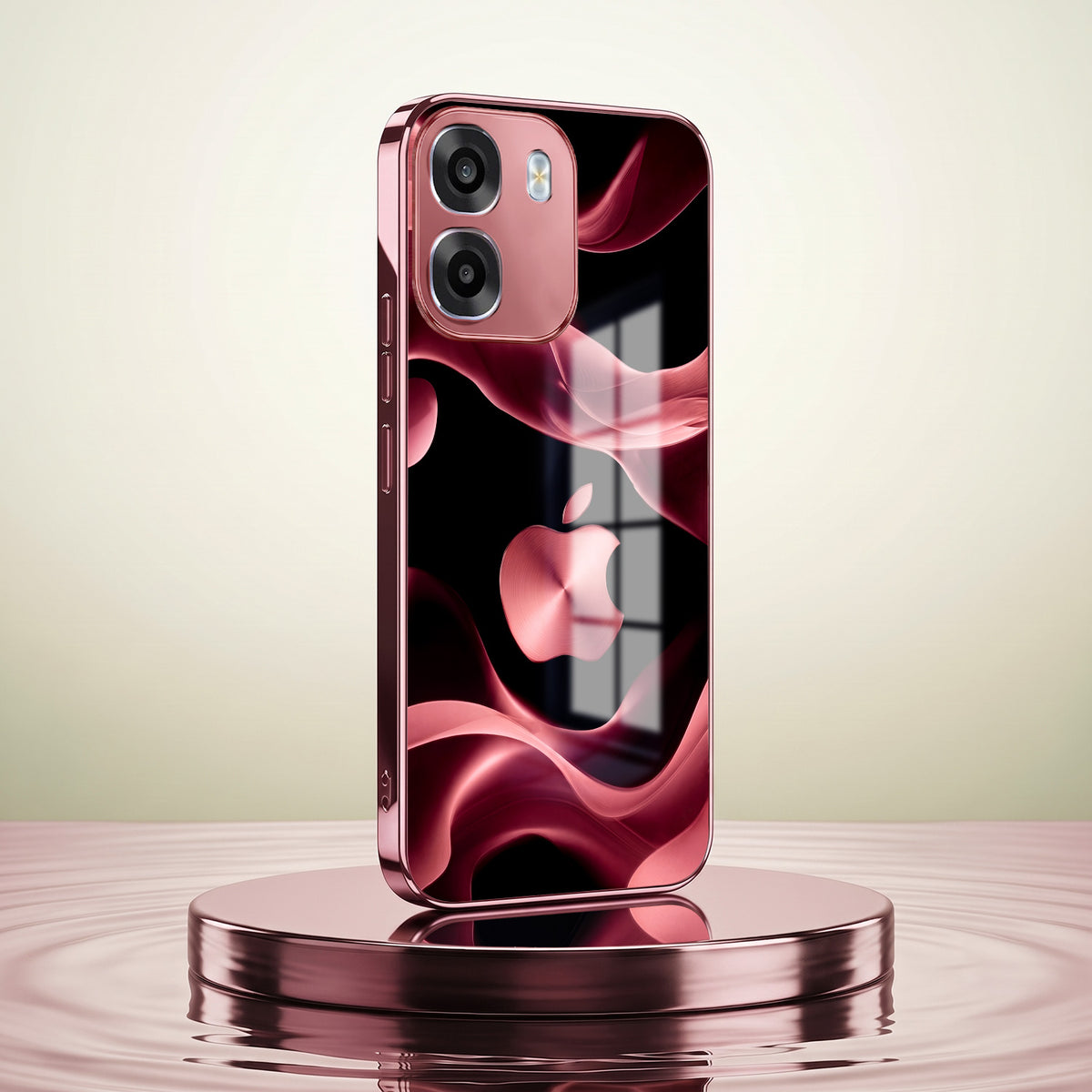 Oppo K14 5G Luxury Wave Pink Electroplated Glass Phone Back Case