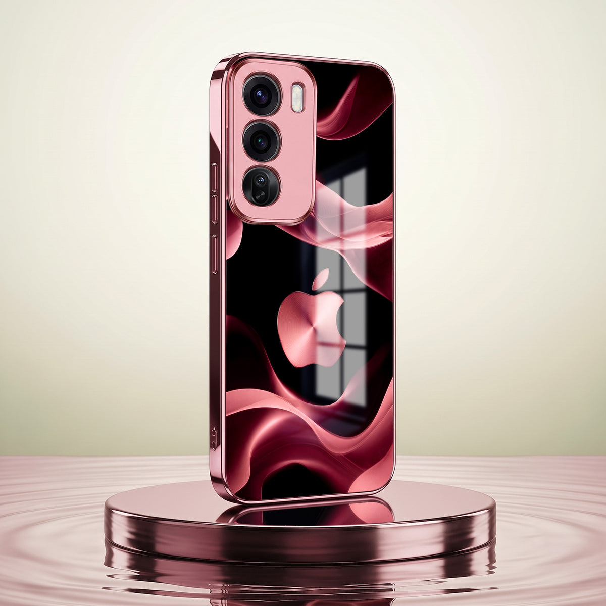 Oppo Reno 12 Pro 5G Luxury Wave Pink Electroplated Glass Phone Back Case