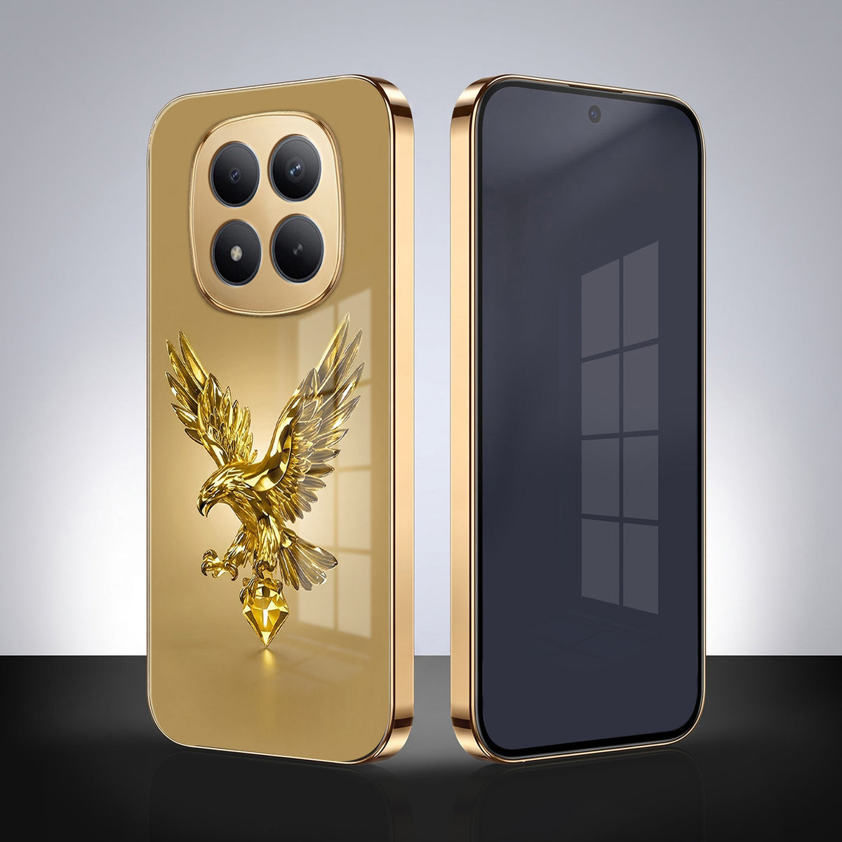 Redmi Note 15 Pro+ 5G Golden Eagle Gold Electroplated Glass Phone Back Case