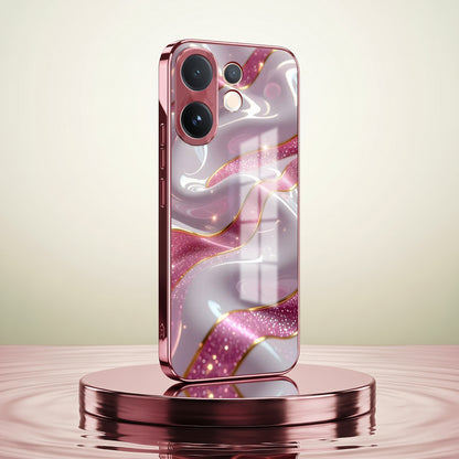 Vivo V60 5G Pearl Marble Pink Electroplated Glass Phone Back Case