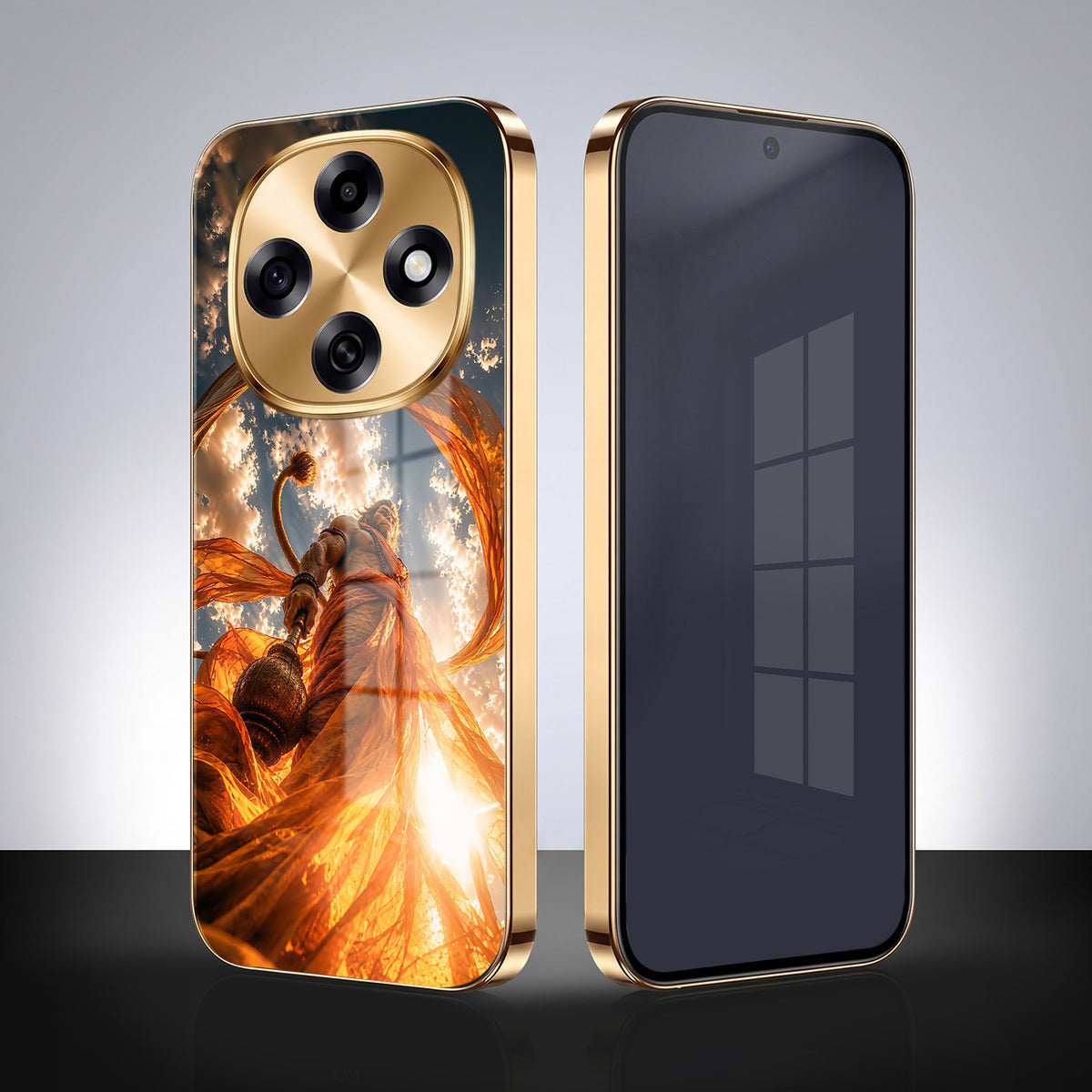 OPPO F31 Pro 5G Divine Hanuman Gold Electroplated Glass Phone Back Case