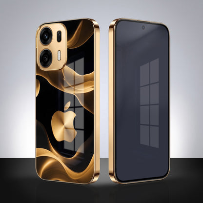 Oppo K14 Plus 5G Luxury Wave Gold Electroplated Glass Phone Back Case