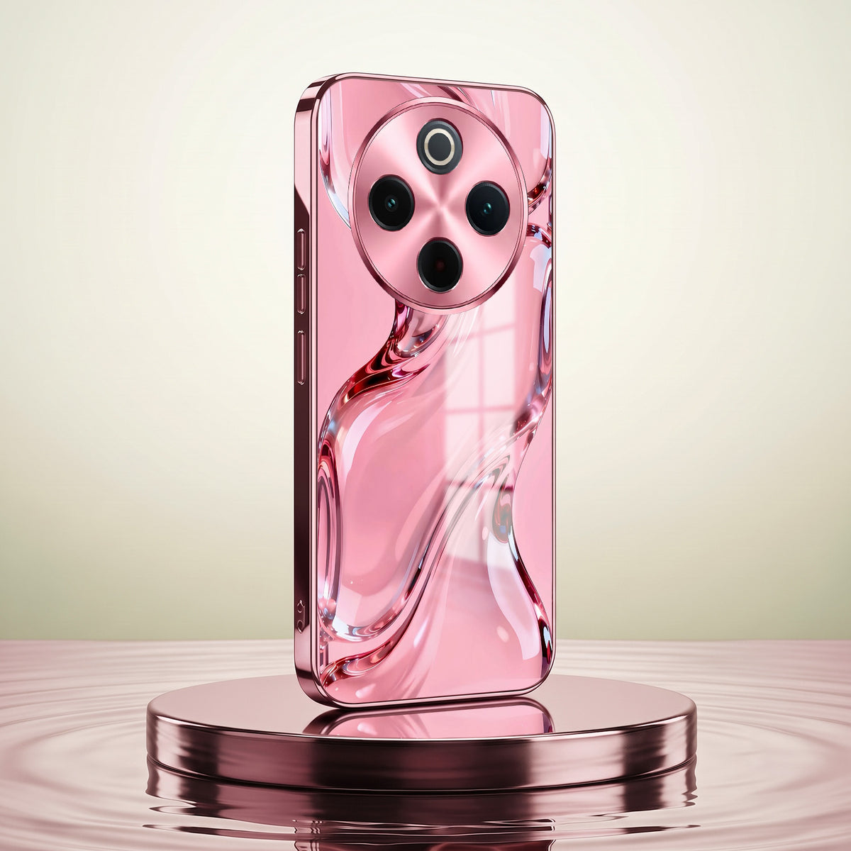 Vivo T4 5G Crystal Wave Energy Pink Electroplated Glass Phone Back Case