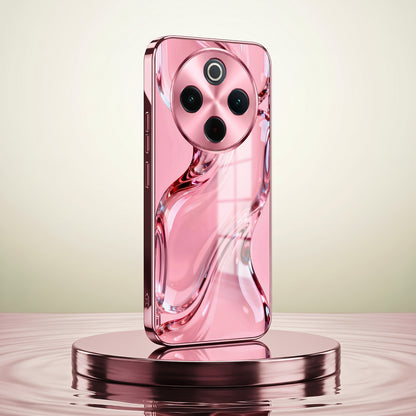 Vivo T4 5G Crystal Wave Energy Pink Electroplated Glass Phone Back Case
