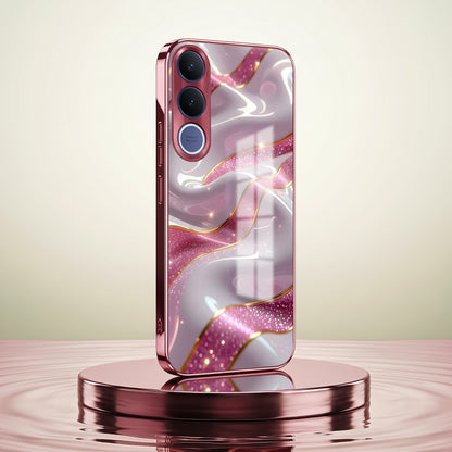 Vivo V70 FE 5G Pearl Marble Pink Electroplated Glass Phone Back Case