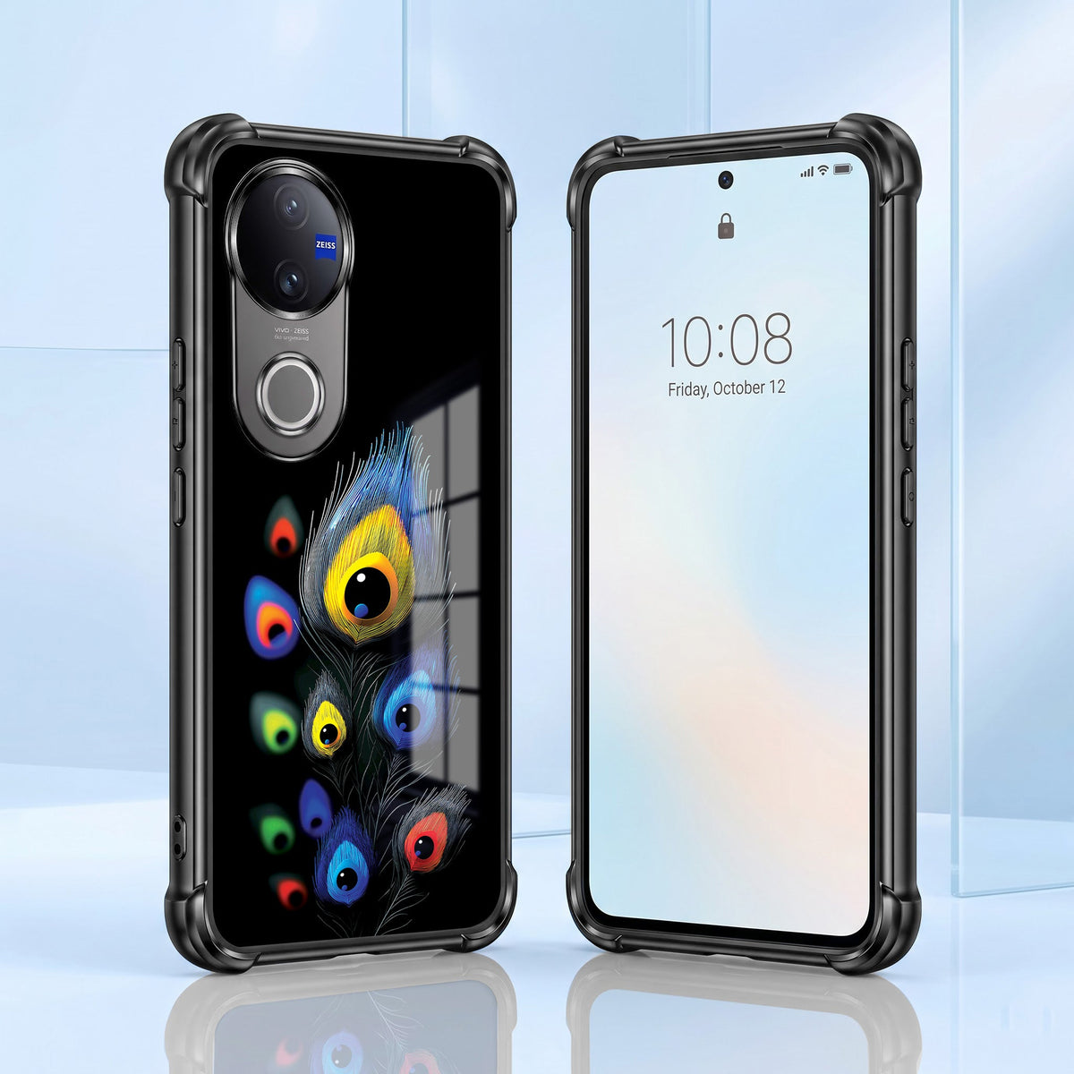 Vivo V50 5G Multi-Feather Peacock Airbags Printed Back Case