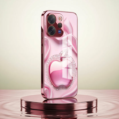Vivo V70 5G Luxury Apple Logo Pink Electroplated Glass Phone Back Case