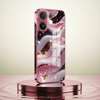 Vivo V60 5G Midnight Pearl Wave Pink Electroplated Glass Phone Back Case