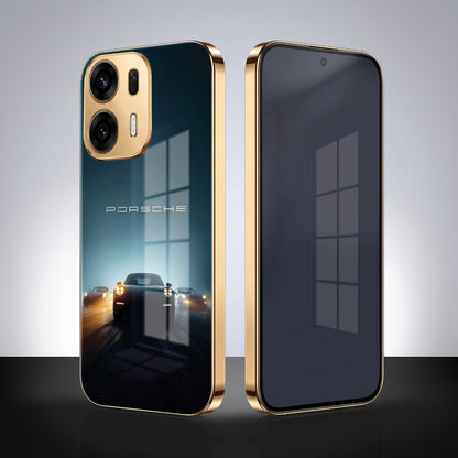 Oppo K14 Plus 5G Porsche Luxury Gold Electroplated Glass Phone Back Case