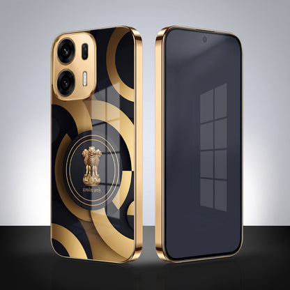 Oppo K14 Plus 5G Royal Emblem Gold Electroplated Glass Phone Back Case