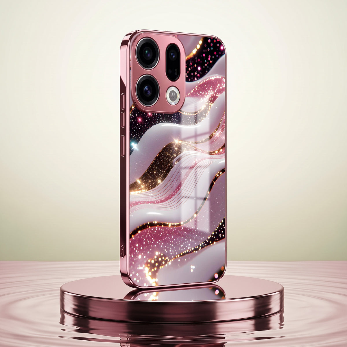 Oppo Find X9 5G Midnight Pearl Wave Pink Electroplated Glass Phone Back Case