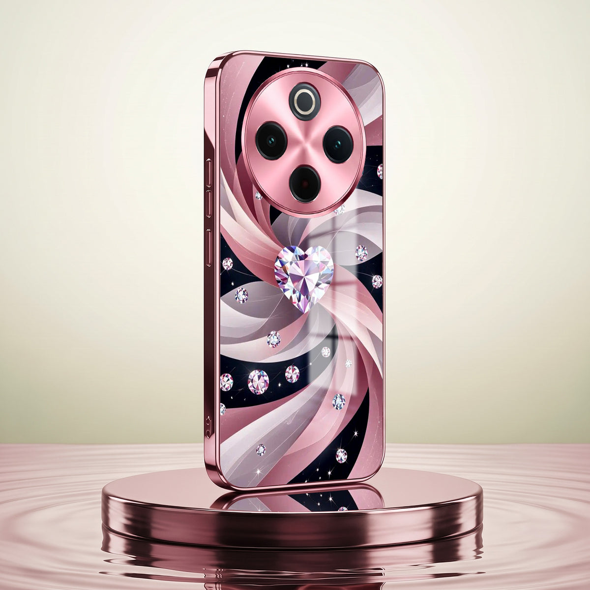 Vivo T4 5G Diamond Glam Pink Electroplated Glass Phone Back Case