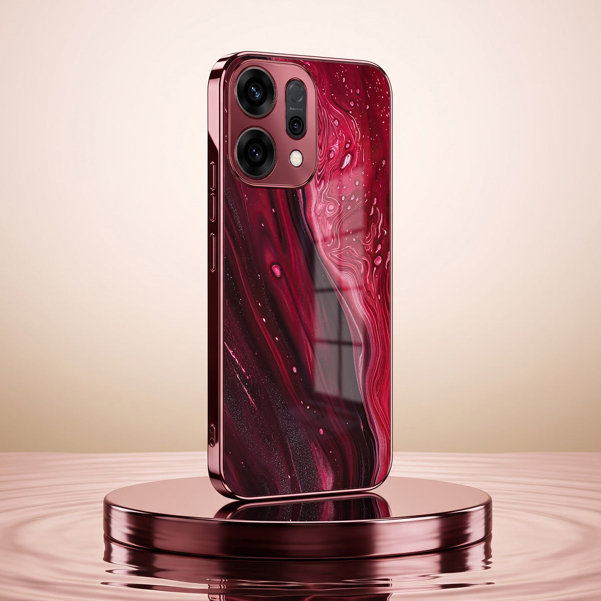 Oppo Reno 14 5G Marble Burgundy Electroplated Glass Back Case