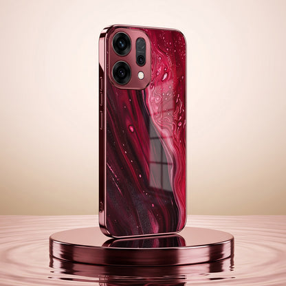 Oppo Reno 14 5G Marble Burgundy Electroplated Glass Back Case