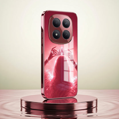 Redmi Note 15 Pro+ 5G Luxury Crown Queen Pink Electroplated Glass Phone Back Case