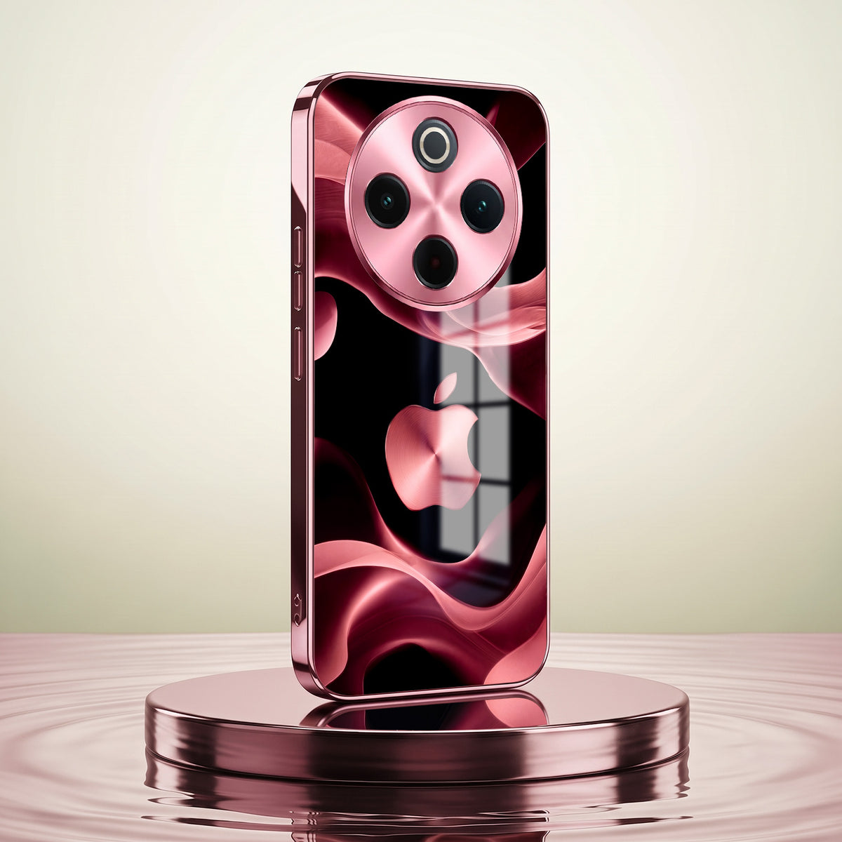Vivo T4 5G Luxury Wave Pink Electroplated Glass Phone Back Case