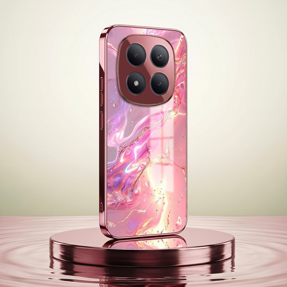 Redmi Note 15 Pro+ 5G Pearl Aurora Pink Electroplated Glass Phone Back Case