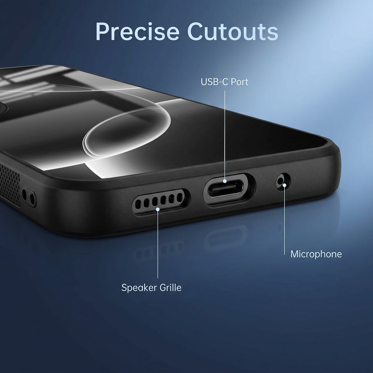 Vivo V60 5G Premium Acrylic Shockproof Glass Back Case (Black Wave)