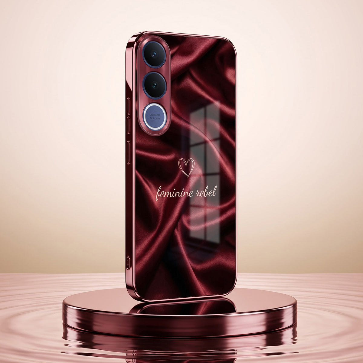 Vivo V70 FE 5G Feminine Rebel Burgundy Electroplated Glass Back Case