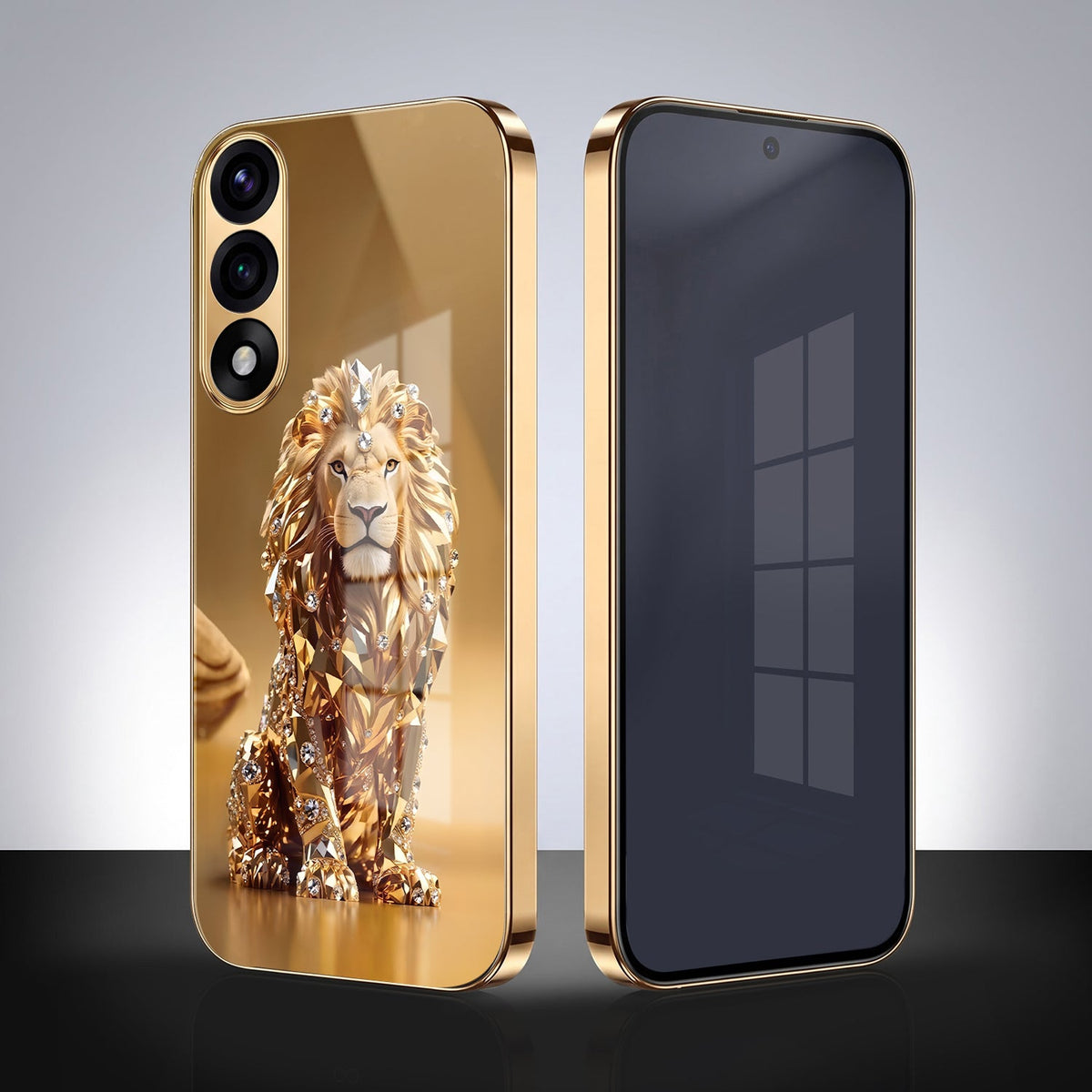 Oneplus Nord 5 5G Luxury Lion Gold Electroplated Glass Phone Back Case