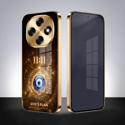 OPPO F31 Pro 5G God’s Plan Evil Eye Gold Electroplated Glass Phone Back Case
