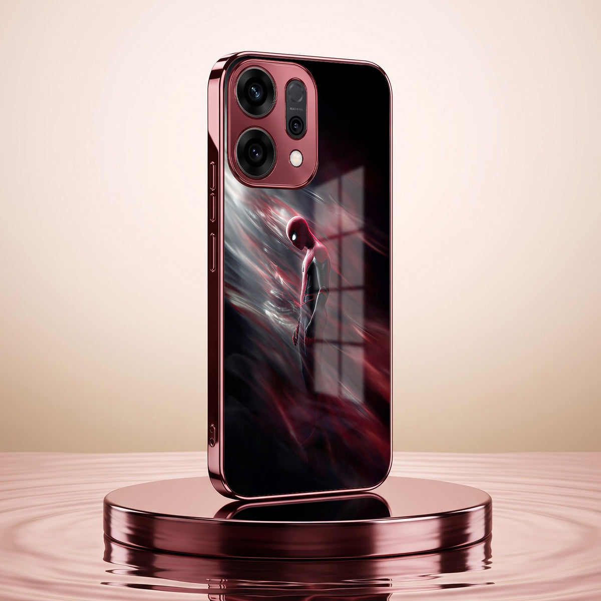 Oppo Reno 14 5G Crimson Spider Burgundy Electroplated Glass Back Case