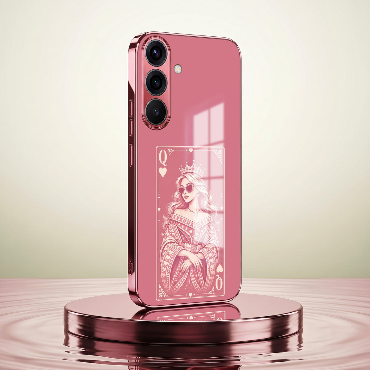 Samsung Galaxy A56 5G Luxury Royal Queen Pink Electroplated Glass Phone Back Case