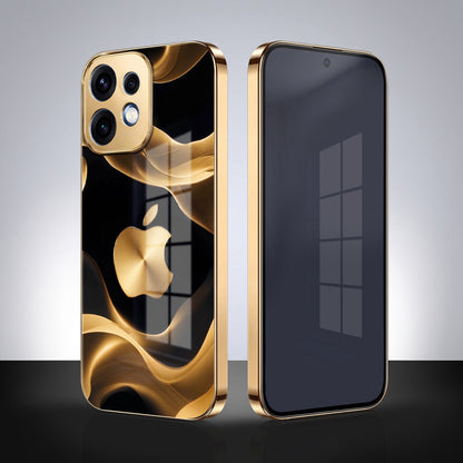 Oppo Reno 16 5G Luxury Wave Gold Electroplated Glass Phone Back Case