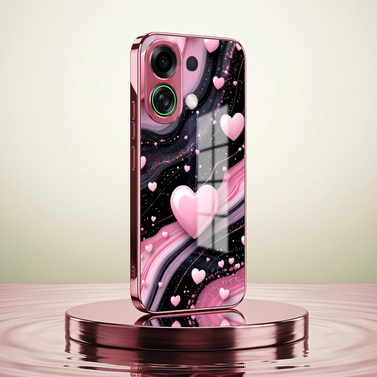 Oppo K13 Turbo 5G Love Sparkle Pink Electroplated Glass Phone Back Case