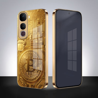 Vivo Y400 Pro 5G Bitcoin Gold Electroplated Glass Phone Back Case