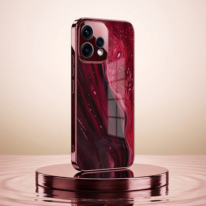 Oppo Reno 15 5G Marble Burgundy Electroplated Glass Back Case