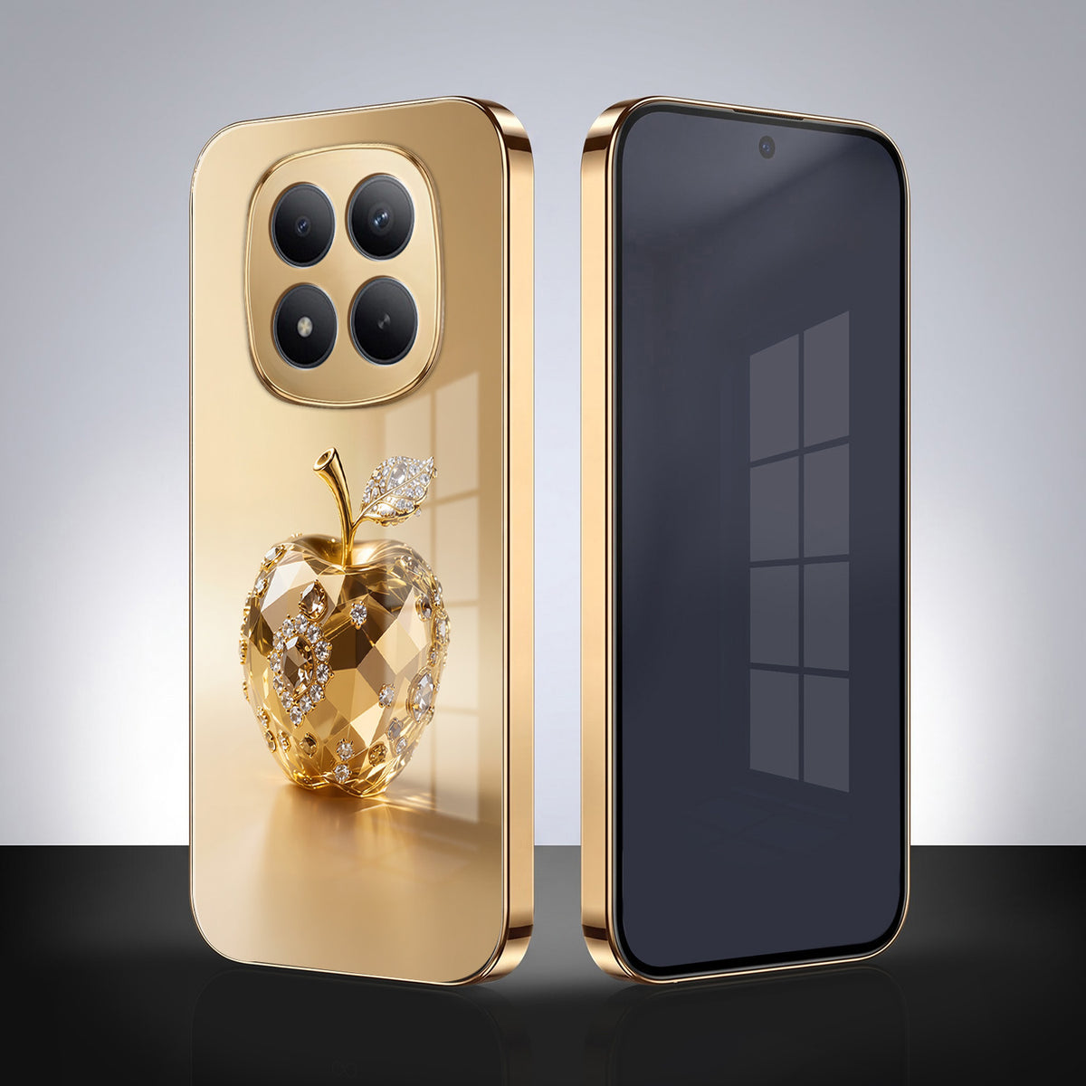 Redmi Note 15 Pro+ 5G Golden Apple Gold Electroplated Glass Phone Back Case