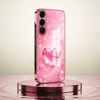 Samsung Galaxy A36 5G Luxury 3D Jelly Heart Pink Electroplated Glass Phone Back Case