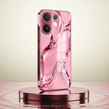 Vivo V60 5G Crystal Wave Energy Pink Electroplated Glass Phone Back Case