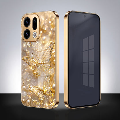 Oppo Find X9 5G Golden Butterfly Gold Electroplated Glass Phone Back Case