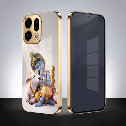 Oppo Find X9 5G Bal Krishna Blessings Gold Electroplated Glass Phone Back Case