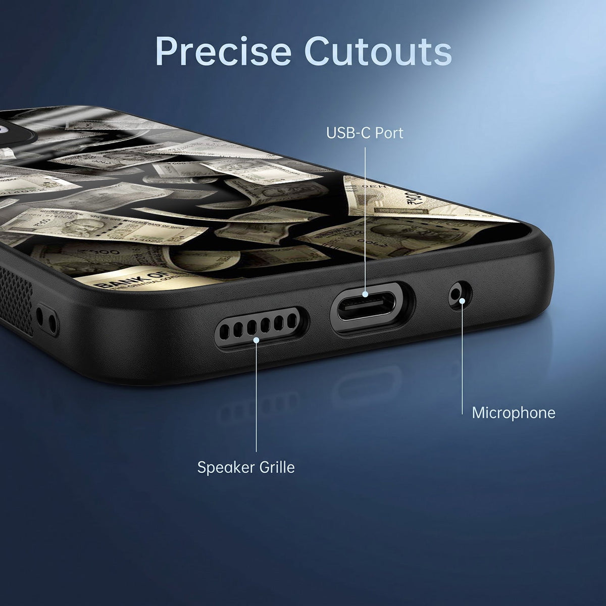 Oppo Reno 13 5G Premium Acrylic Shockproof Glass Back Case (Money Magnet)