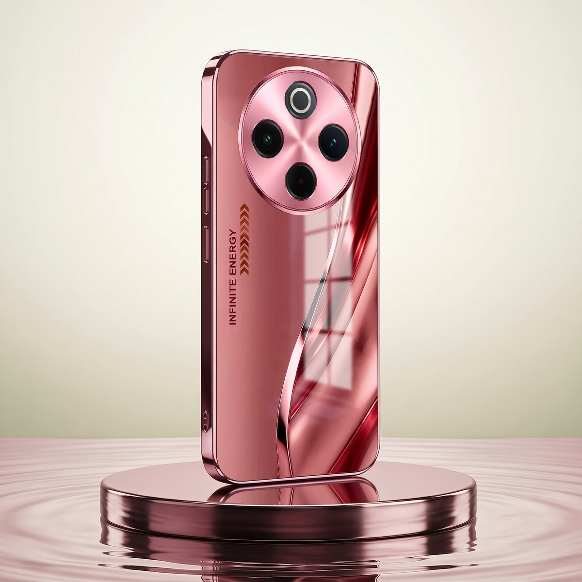 Vivo T4 5G Luxury Infinity Energy Pink Electroplated Glass Phone Back Case