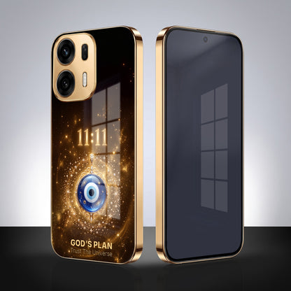 Oppo K14 Plus 5G God’s Plan Evil Eye Gold Electroplated Glass Phone Back Case