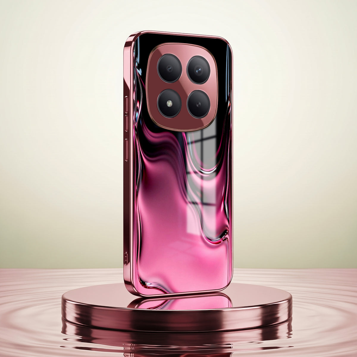 Redmi Note 15 Pro+ 5G Liquid Wave Pink Electroplated Glass Phone Back Case