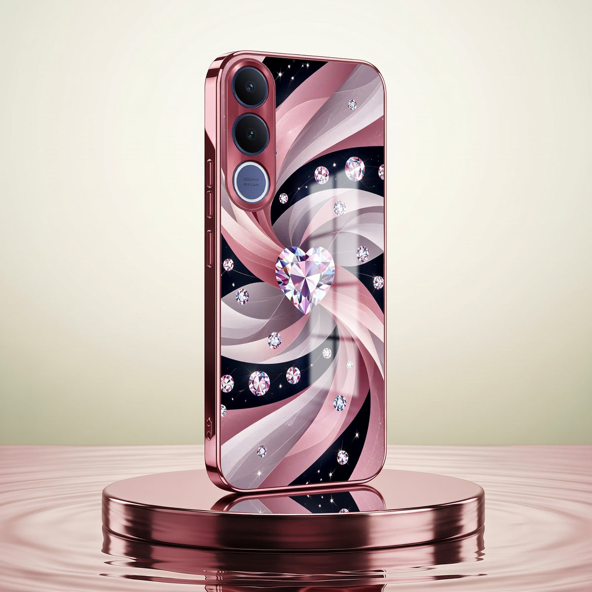 Vivo V70 FE 5G Diamond Glam Pink Electroplated Glass Phone Back Case