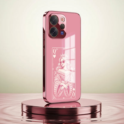 Vivo V70 5G Luxury Royal Queen Pink Electroplated Glass Phone Back Case